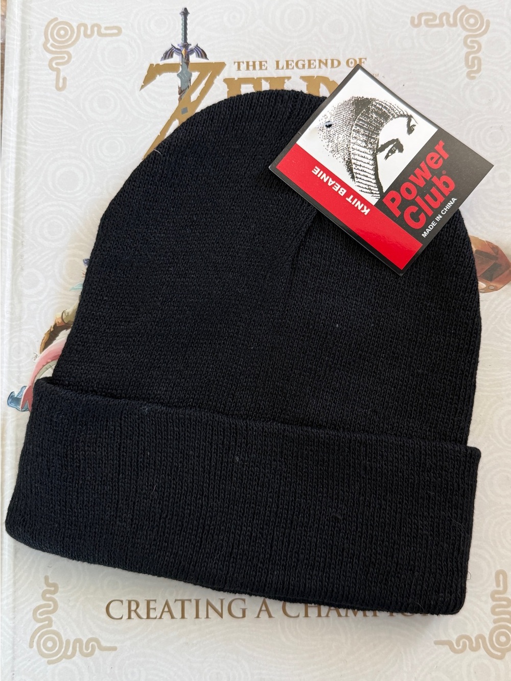 Power Club Black Knit Beanie with Folded Cuff OS